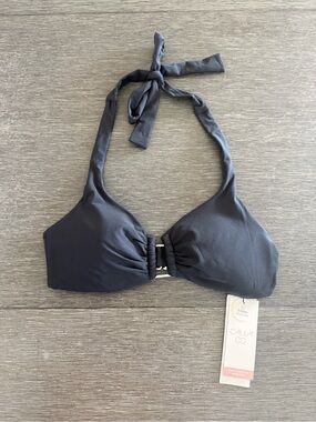 CALIA Women's U-Bar Halter Bikini Swim Top Pure Black